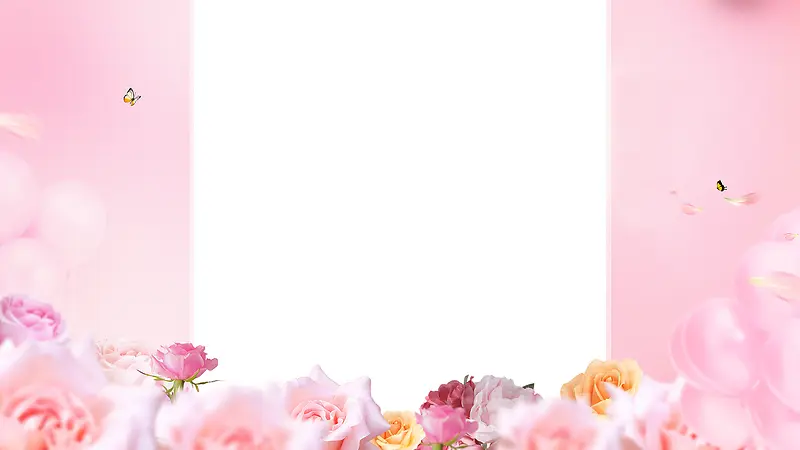 粉色玫瑰花丛海报背景纸张