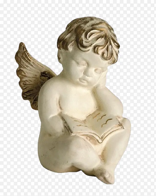 看书的天使小孩雕塑