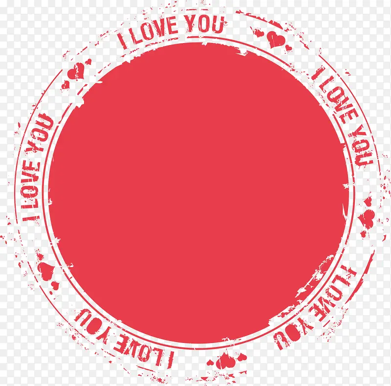 红色我爱你圆圈标签