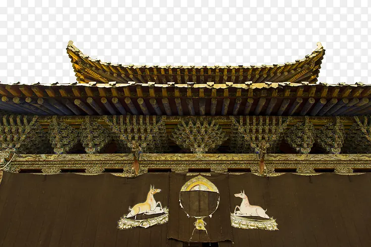 中国民族特色鎏金雕刻图案墙檐