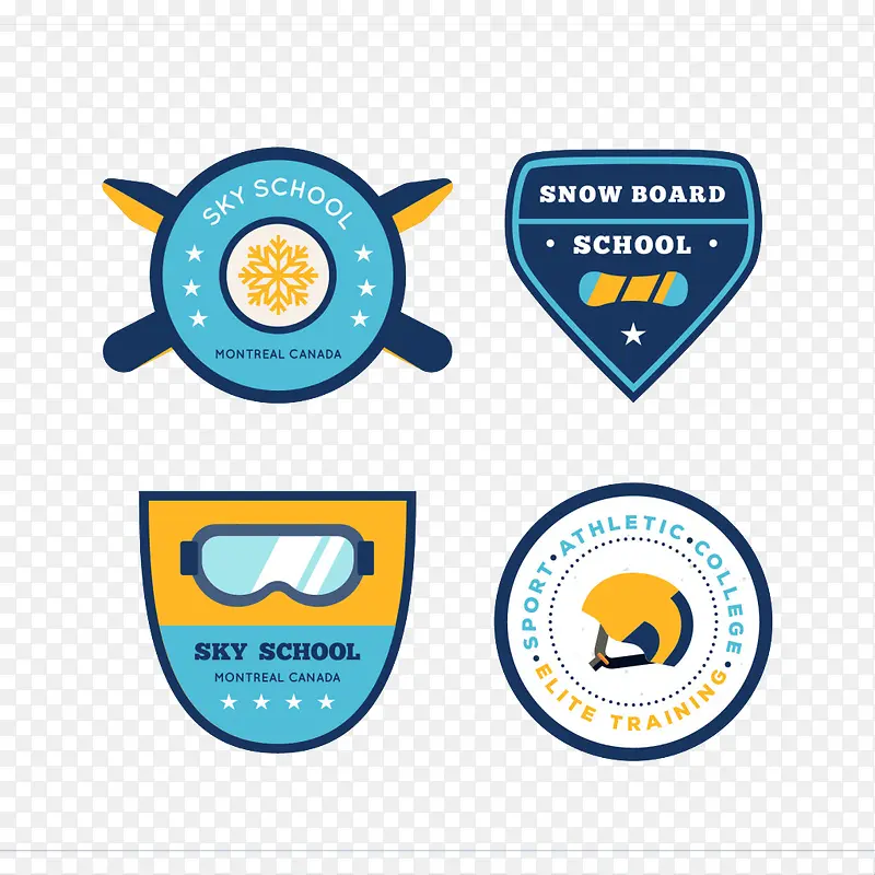 滑雪学校徽章素材
