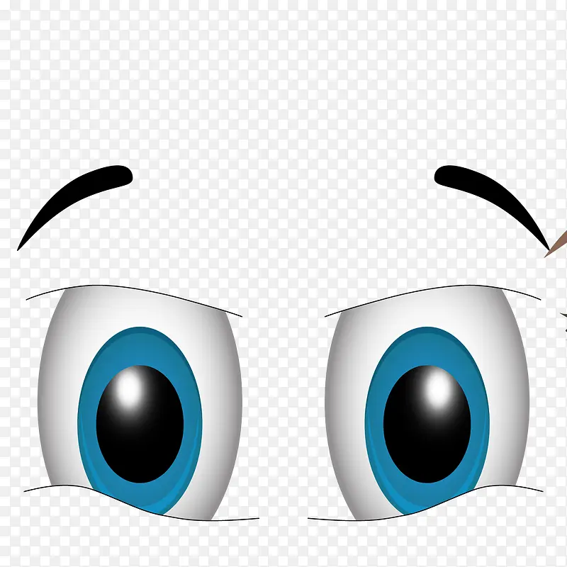 蓝色卡通眼睛眉笔眉形矢量素材