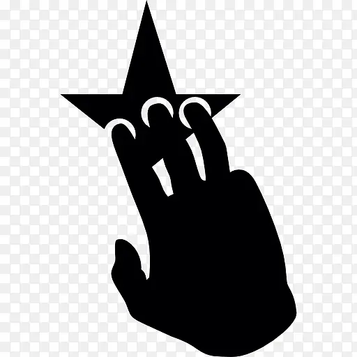 三指一个黑色的手在星状图标