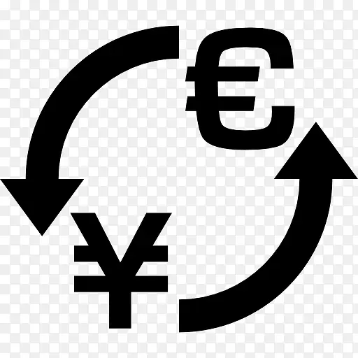 货币兑换欧元日元符号图标