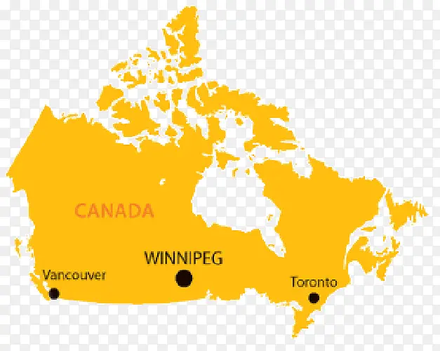 黄色加拿大地图英文版