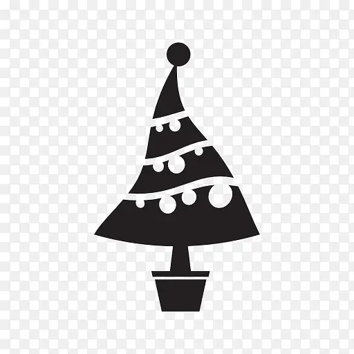 圣诞树简笔黑色图标