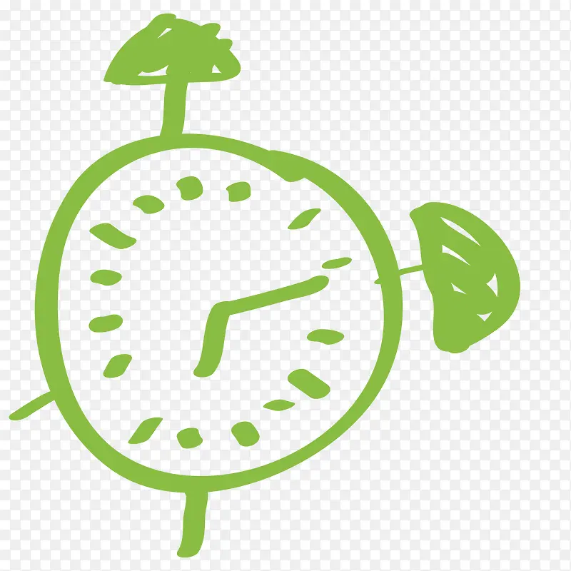 卡通手绘绿色的时钟
