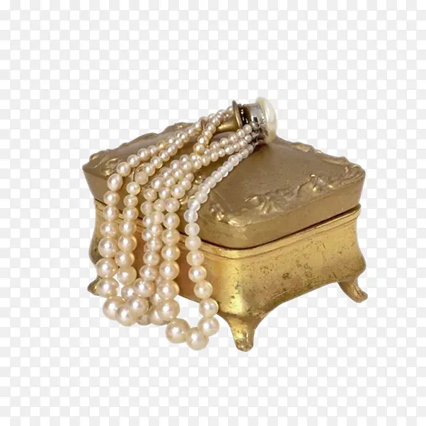 金色盒子珍珠项链
