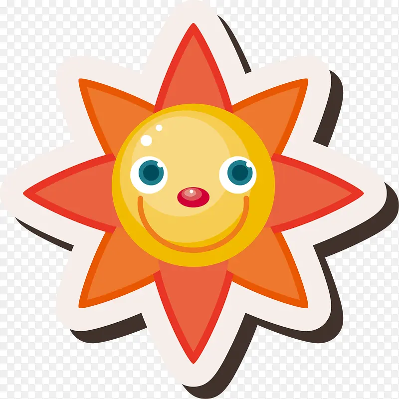 手绘黄色太阳贴纸