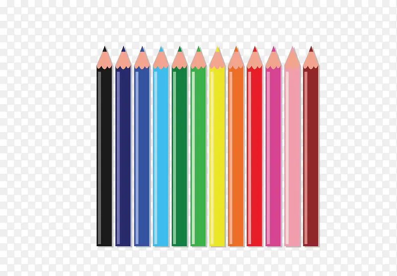 矢量彩色文具一排铅笔