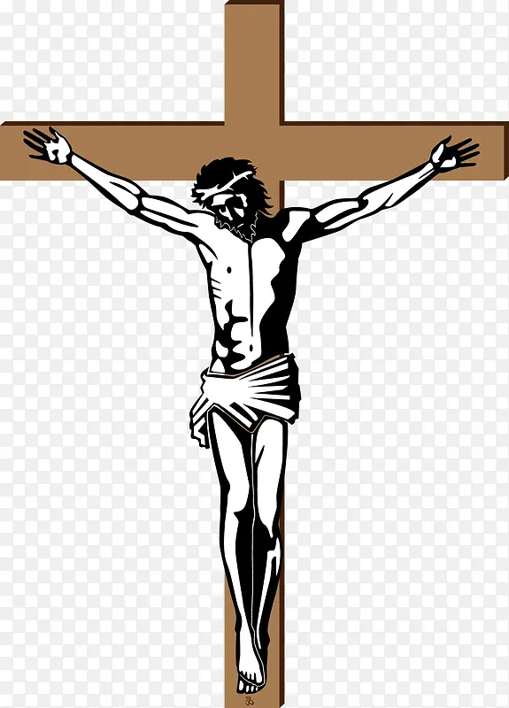 耶稣十字架木质矢量图