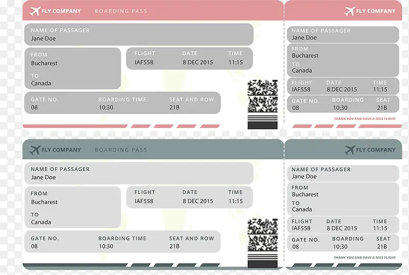 简约登机牌机票矢量图