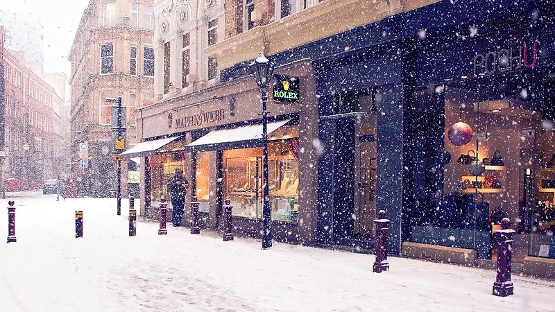 冬季下雪的街道城市