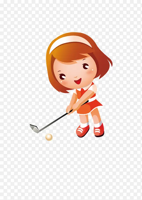 打高尔夫球的小女孩