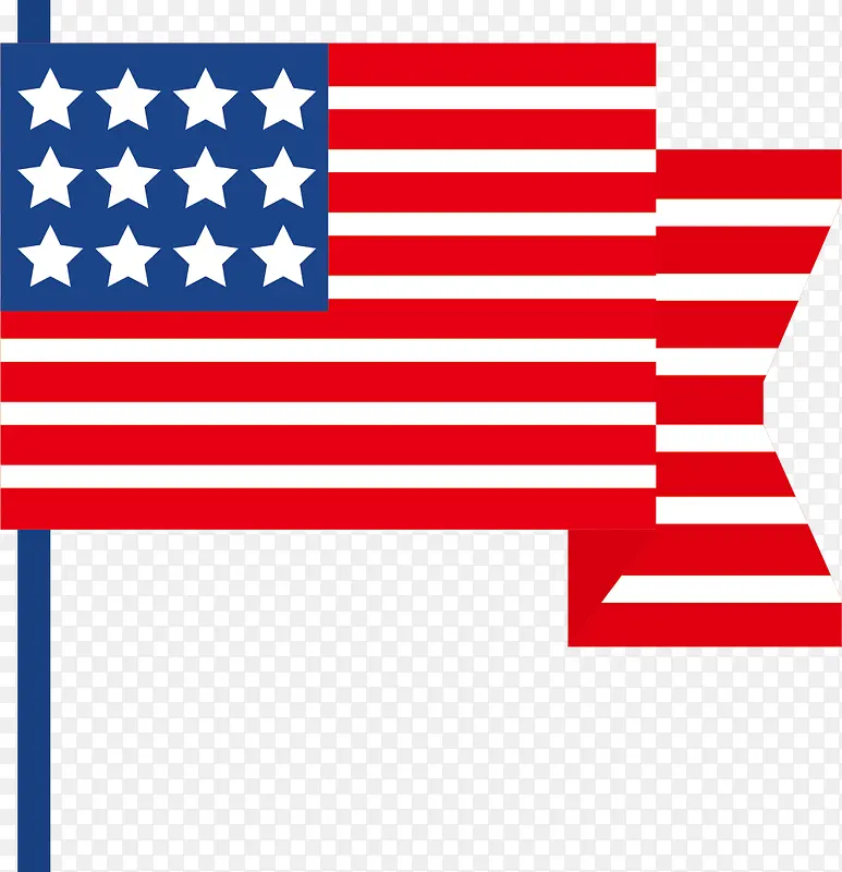 折叠矢量卡通风格美国国旗
