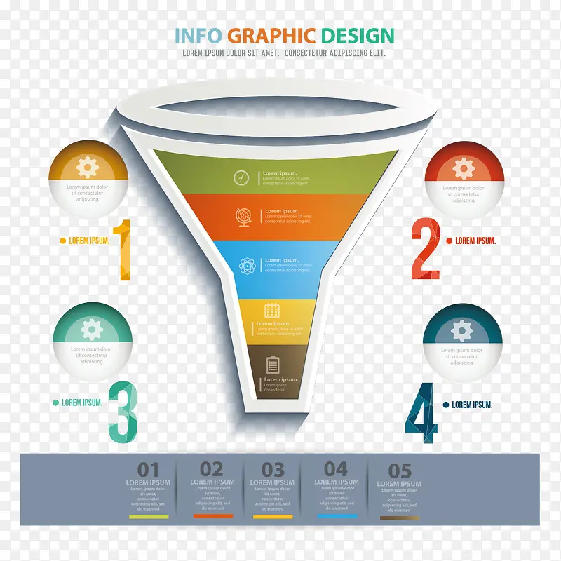 矢量漏斗信息图