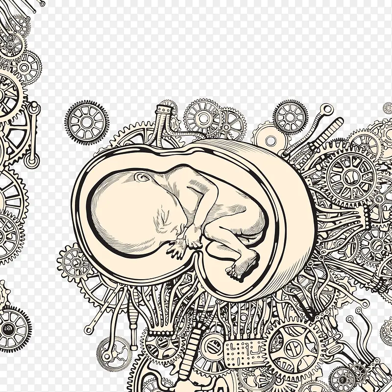 装饰科技抽象幻想机械胎儿