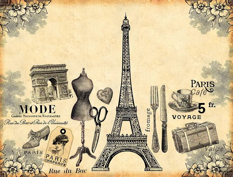 巴黎复古花纹背景