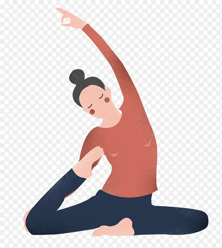 手绘人物插画瑜伽健身的女孩
