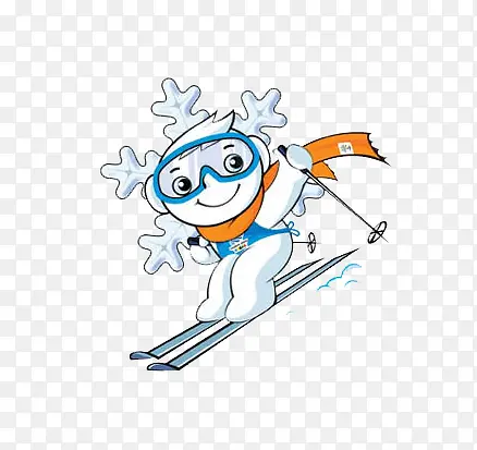 卡通滑雪的雪花