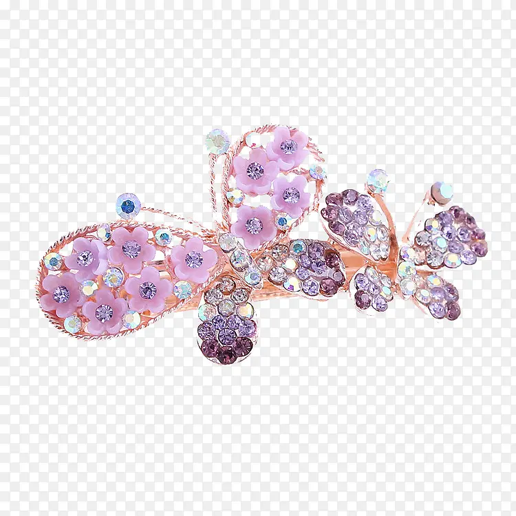 紫色蝴蝶水钻发夹