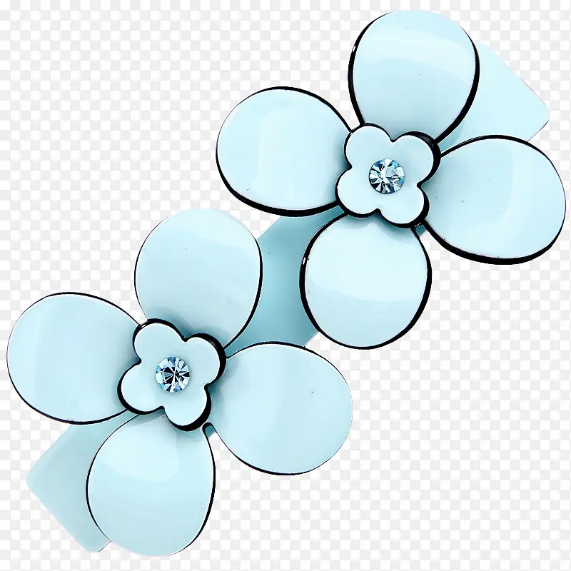 蓝色花朵水钻发夹