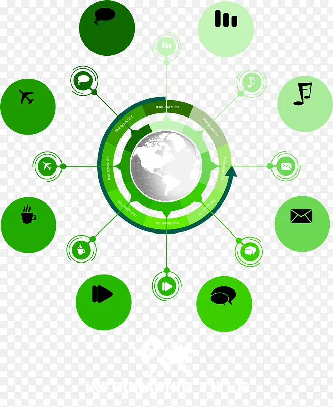 矢量绿色圆形按钮图表