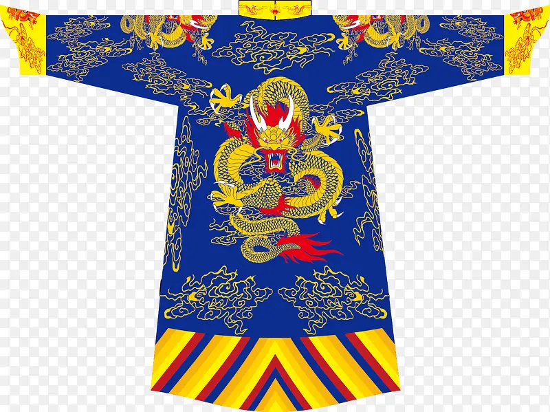 蓝色矢量龙袍素材