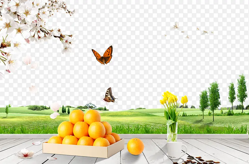 木板上的橙子