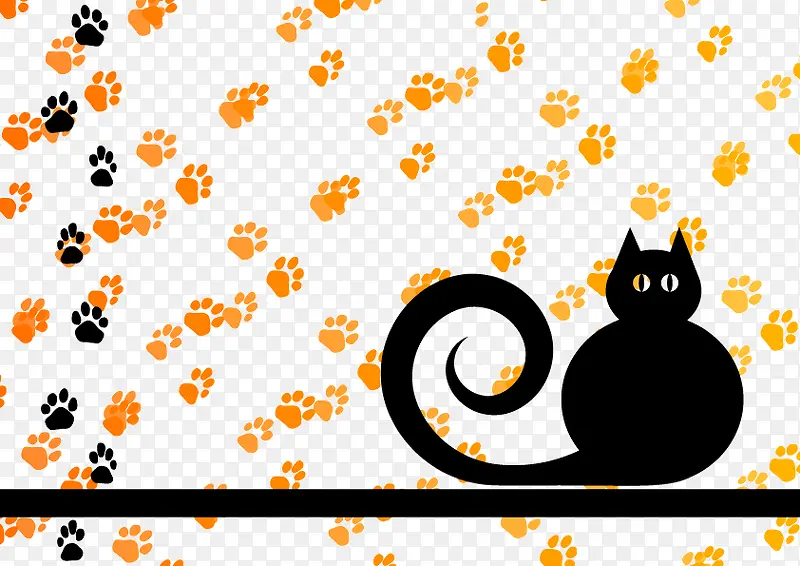 卡通童趣猫咪背景装饰矢量图