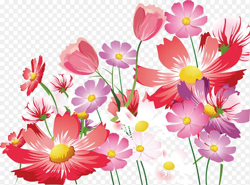 粉红手绘花朵矢量图
