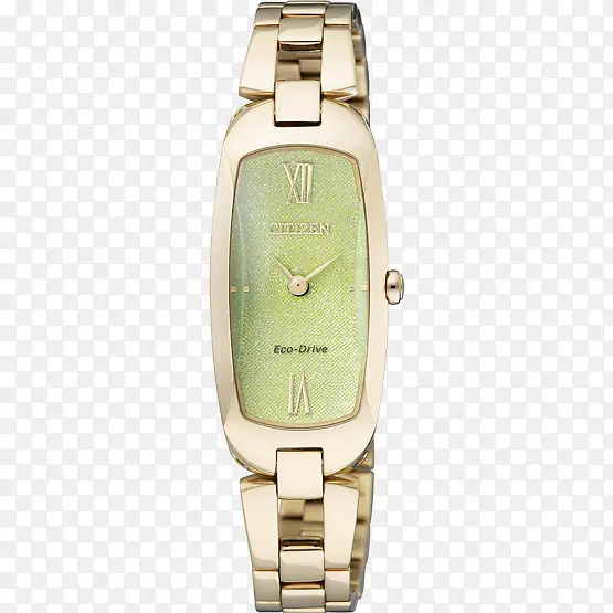 西铁城玫瑰金腕表绿色手表女表