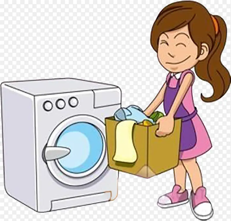 妈妈用洗衣机洗衣服