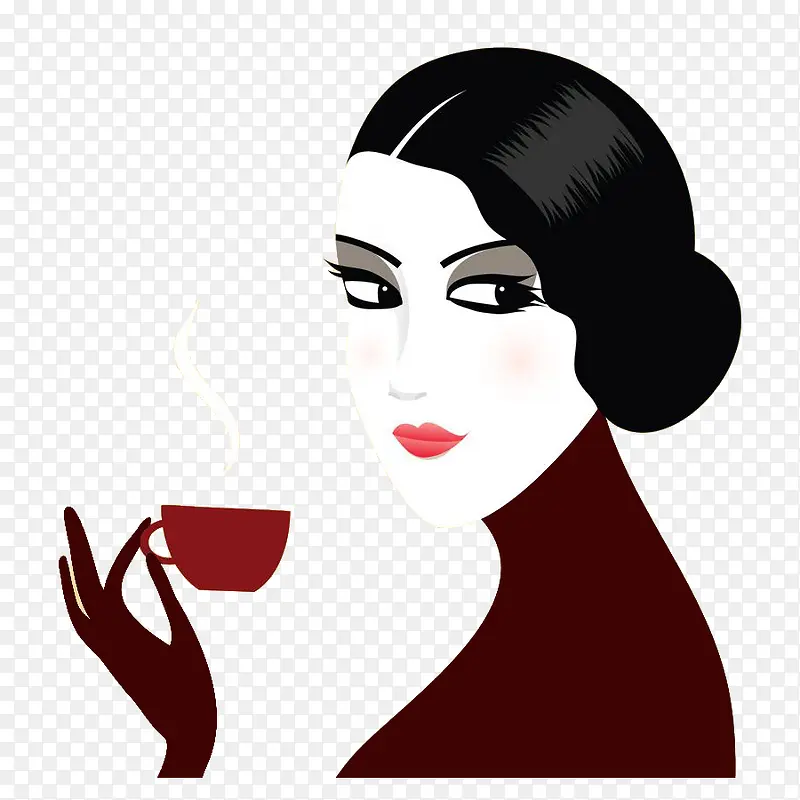 女人喝茶图片素材