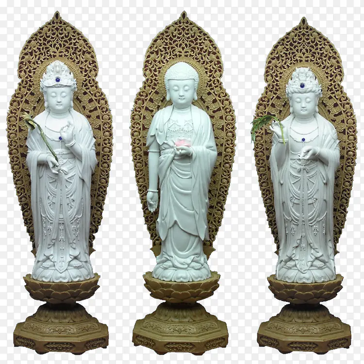 3尊白色佛像