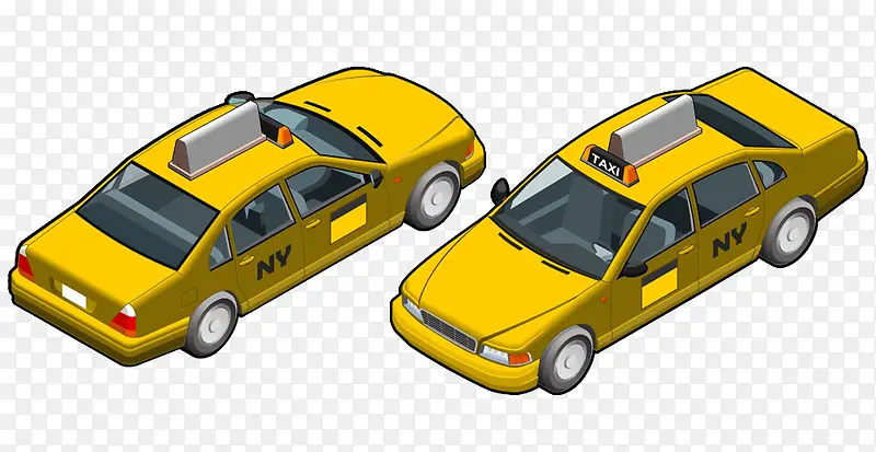 可爱黄色出租车俯视图
