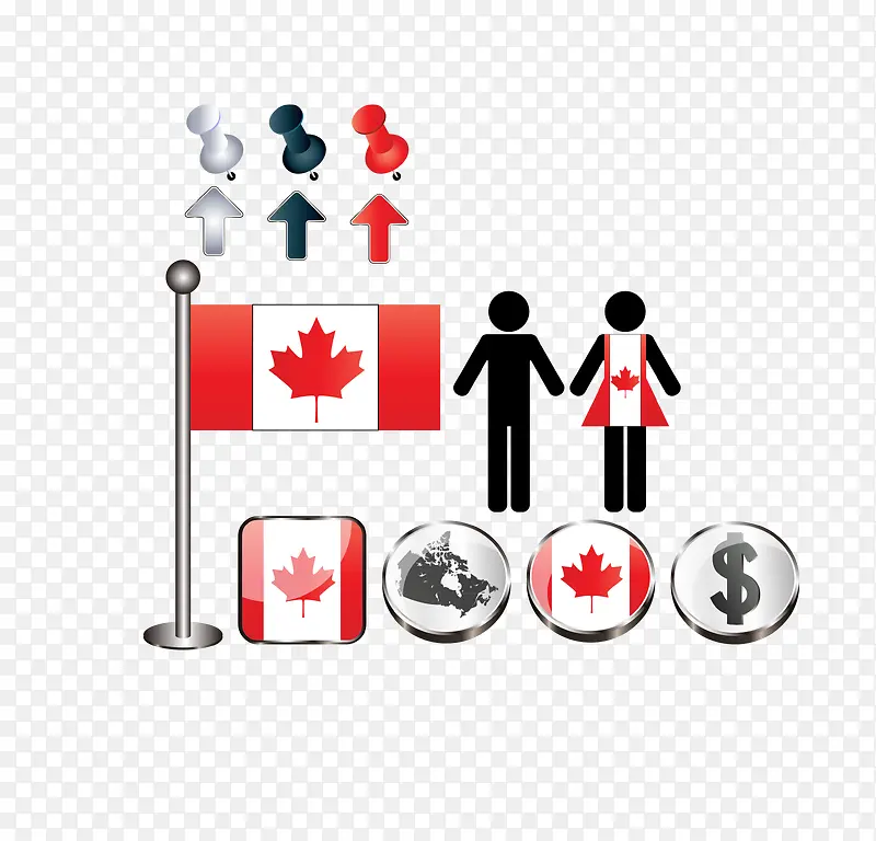加拿大矢量国旗旅行元素