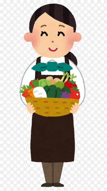 抱蔬菜的女生