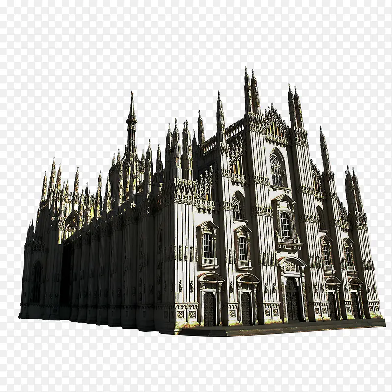 米兰大教堂外观图免抠素材
