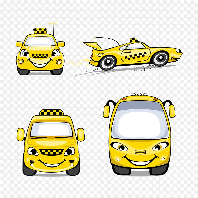 黄色出租车矢量素材，