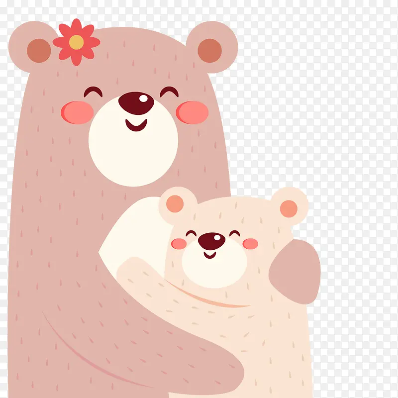 卡通拥抱的母子熊矢量