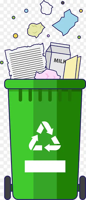 纸类垃圾绿色垃圾桶