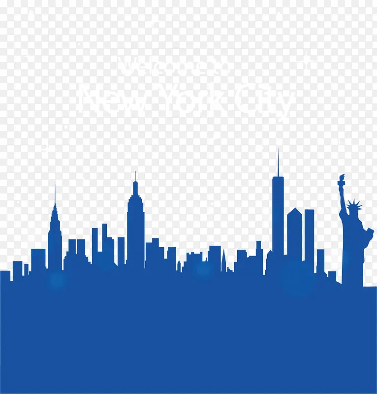 蓝色纽约旅游剪影