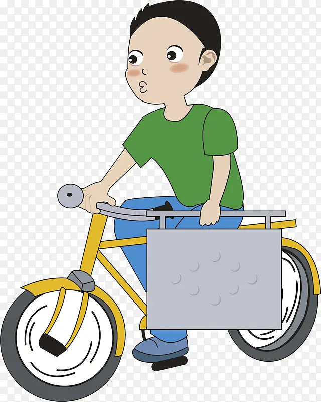 骑自行车的男孩免抠图
