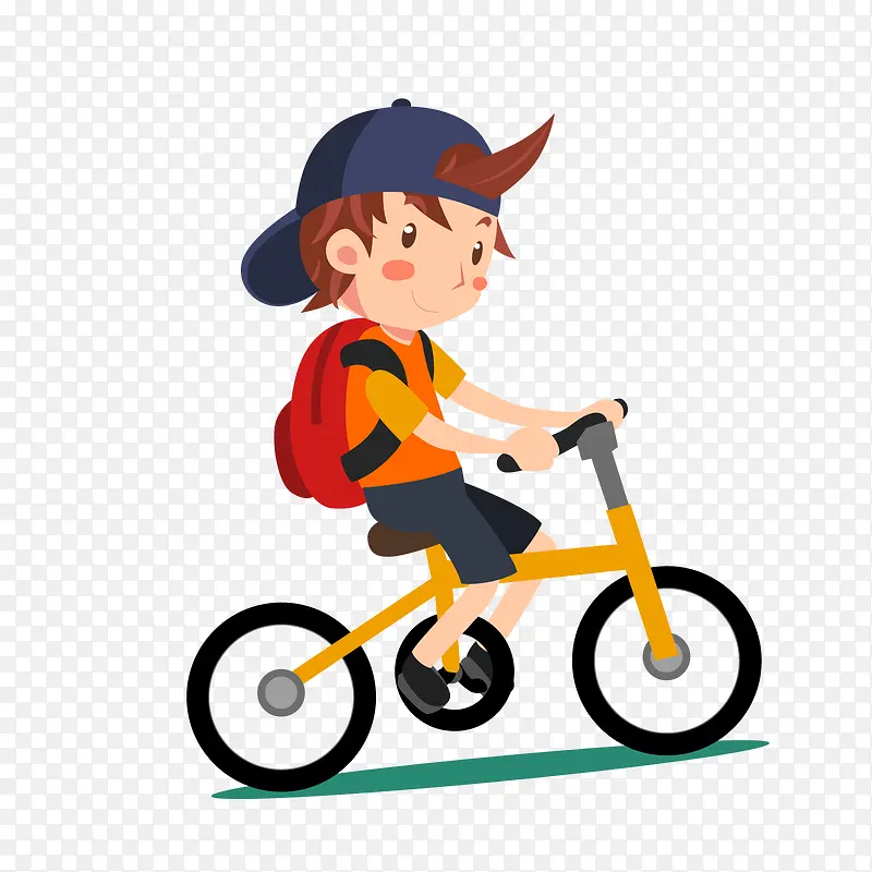 黄黑色卡通骑车男孩