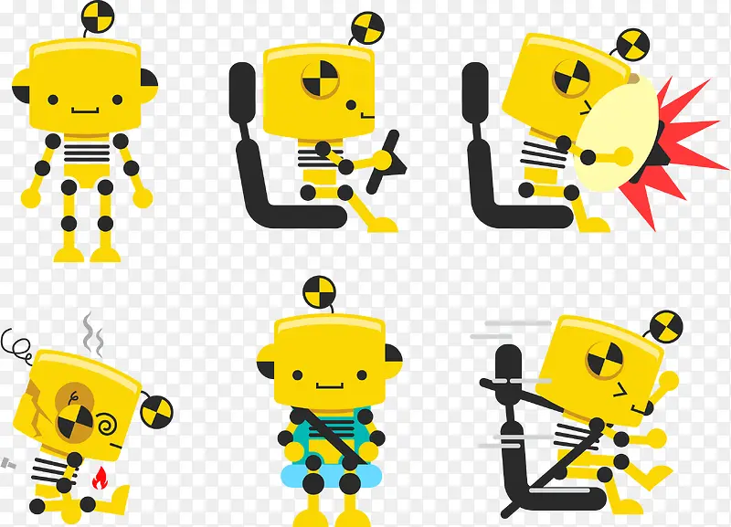 矢量黄色音乐机器人