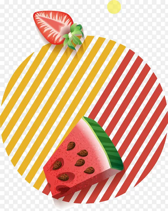 彩色竖条草莓西瓜图案