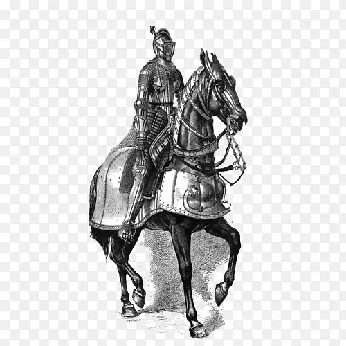 手绘骑着战马的骑士