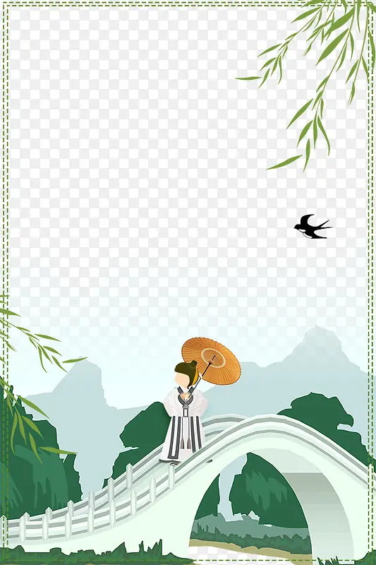 二十四节气之谷雨复古主题边框