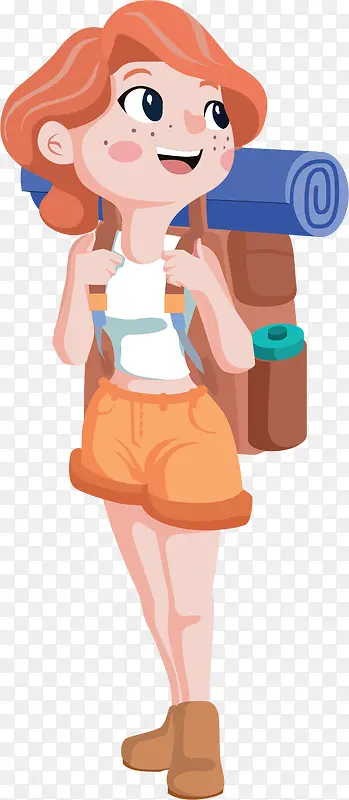 背着双肩包旅游女孩